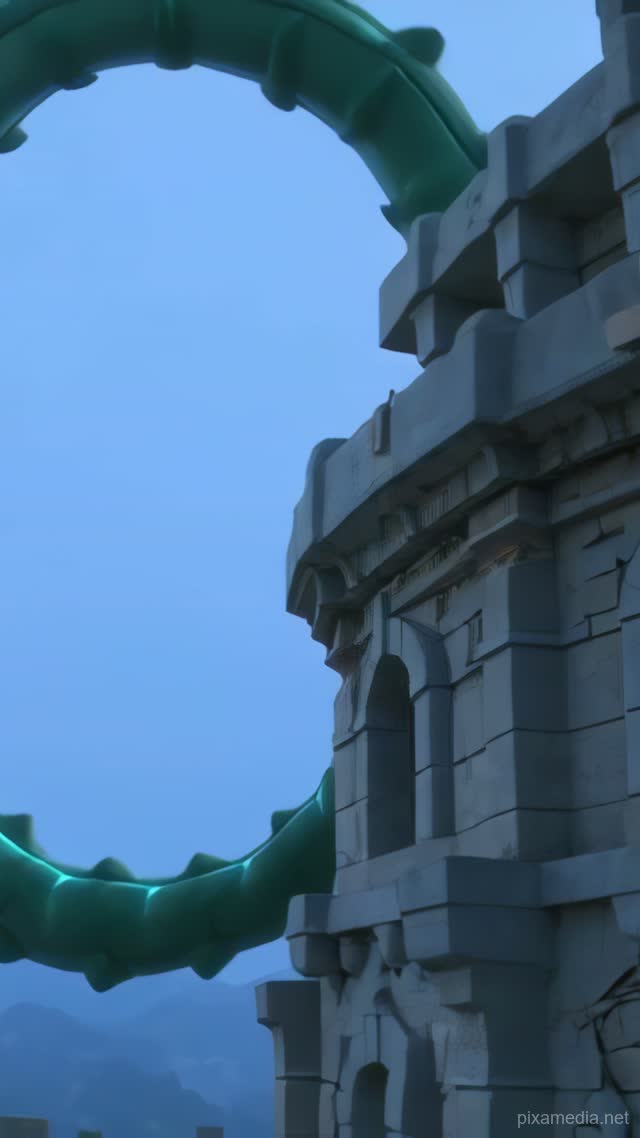 Jade Serpent Beneath Watchtower Mist - Ancient Civilizations AI stock